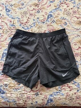 Nike Black Lightweight Running Shorts with Silver Swoosh